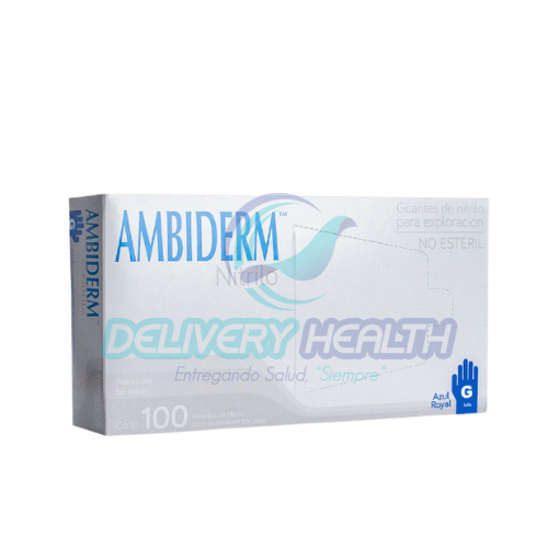 Guantes de Nitrilo Azul Ambiderm Royaal (Caja con 100 Piezas)