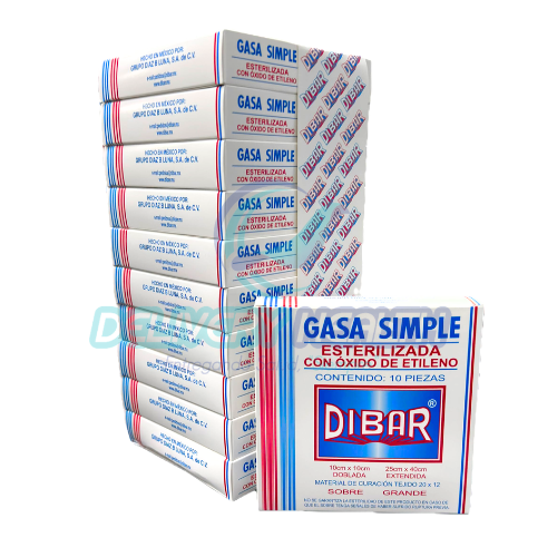 Gasas Estériles Dibar Absorbentes 10 x 10 cm Pack con 10 Piezas
