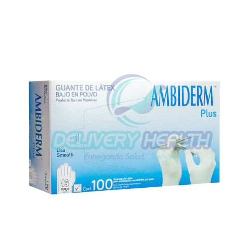 Guante de Látex Blanco Talla Grande (G) Ambiderm (Caja con 100 Piezas)