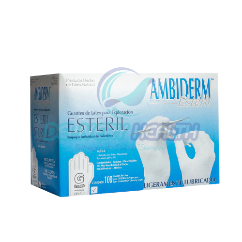 Guante de Látex Estéril Talla Grande Ambiderm (Caja con 100 Piezas)