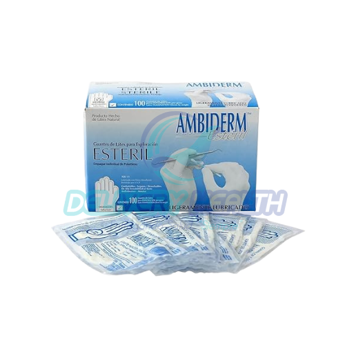 Guante de Látex Estéril Talla Grande Ambiderm (Caja con 100 Piezas)
