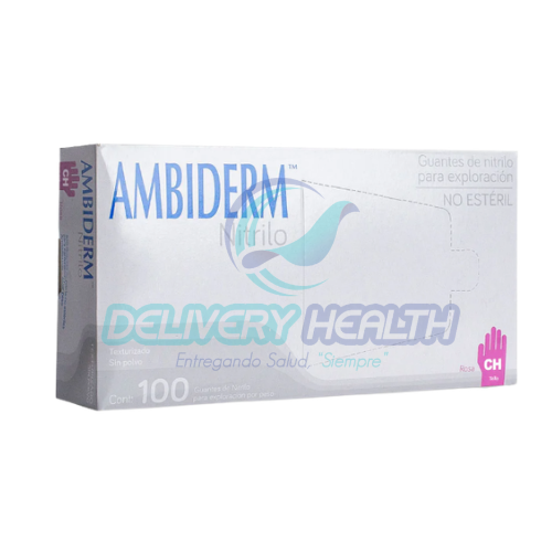 Guante de Nitrilo Rosa Talla CH Ambiderm (Caja con 100 Piezas)