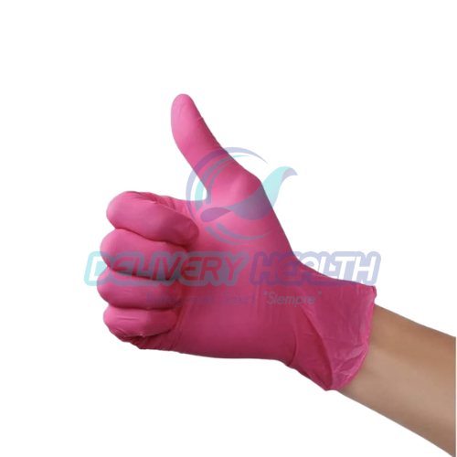Guante Plus de Látex Rosa Talla Mediana Ambiderm (Caja con 100 Piezas)
