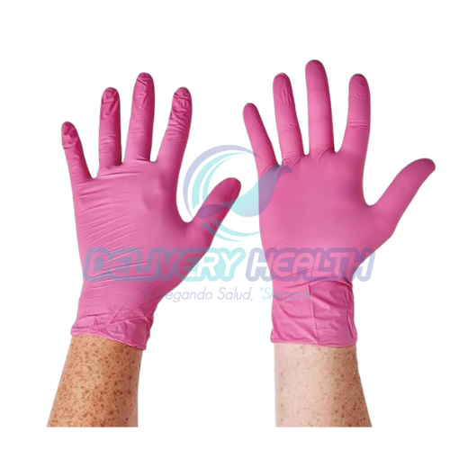 Guante Plus de Látex Rosa Talla Mediana Ambiderm (Caja con 100 Piezas)