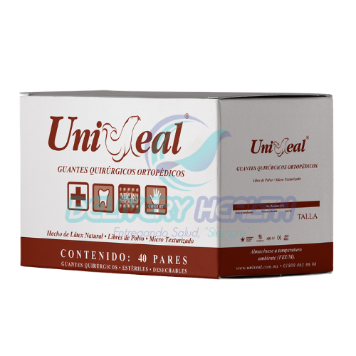 Guante Ortopédico de Látex Estéril Talla 6 1/2 UNISEAL (40 Pares)