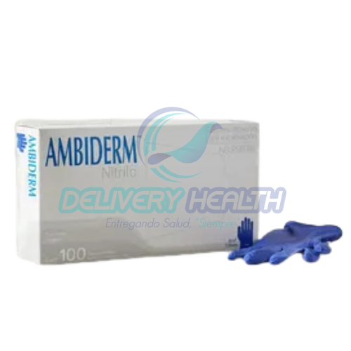 Guante de Nitrilo Azul Cobalto Talla G Ambiderm (Caja con 100 Piezas)