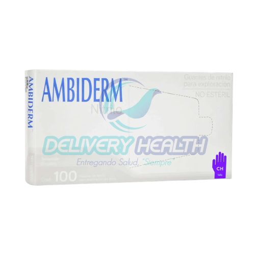 Guante de Nitrilo Violeta Talla CH Ambiderm (Caja con 100 Piezas)