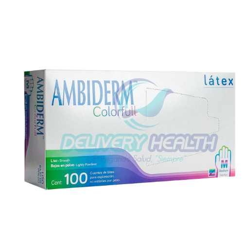 Guante de Látex Color Full Talla Mediana Ambiderm (Caja con 100 Piezas)