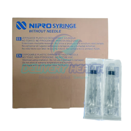 Jeringa 20 ml sin Aguja Luer Lock Nipro (Caja con 50 Piezas)