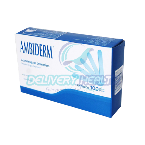 Abatelengua de Madera Ambiderm Caja con 100 Piezas