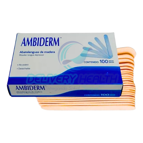 Abatelengua de Madera Ambiderm Caja con 100 Piezas