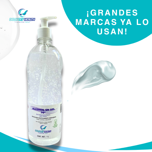 Gel Antibacterial con 70% de Alcohol y aloe vera marca Delivery Health , Grado Hospitalario