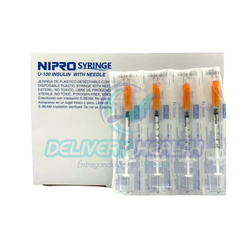 Jeringa para Insulina NIPRO 0.3 mL Calibre 31G x 8 mm Caja con 100 Piezas