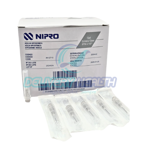 Aguja Hipodérmica 27G x 13 mm Gris NIPRO Caja con 100 Piezas