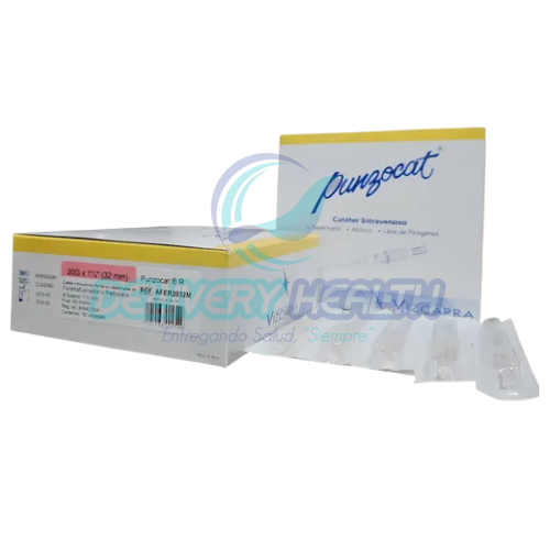 Catéter Punzocat Calibre 20G x 32 mm Rosa Caja con 50 Piezas
