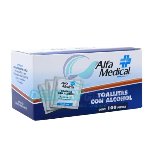 Toallitas con Alcohol Alfa Medical Caja con 100 Piezas